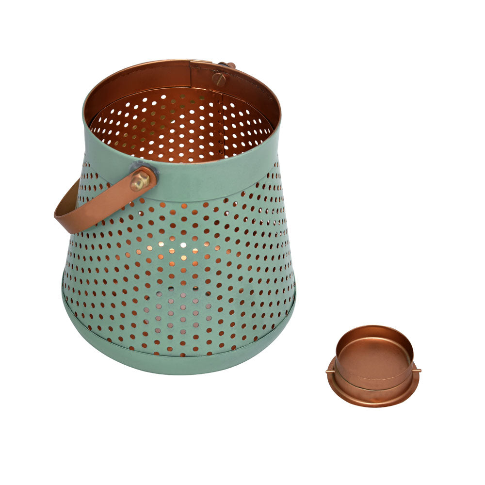 Decorative Modern Trapeze Metal Lantern- Green