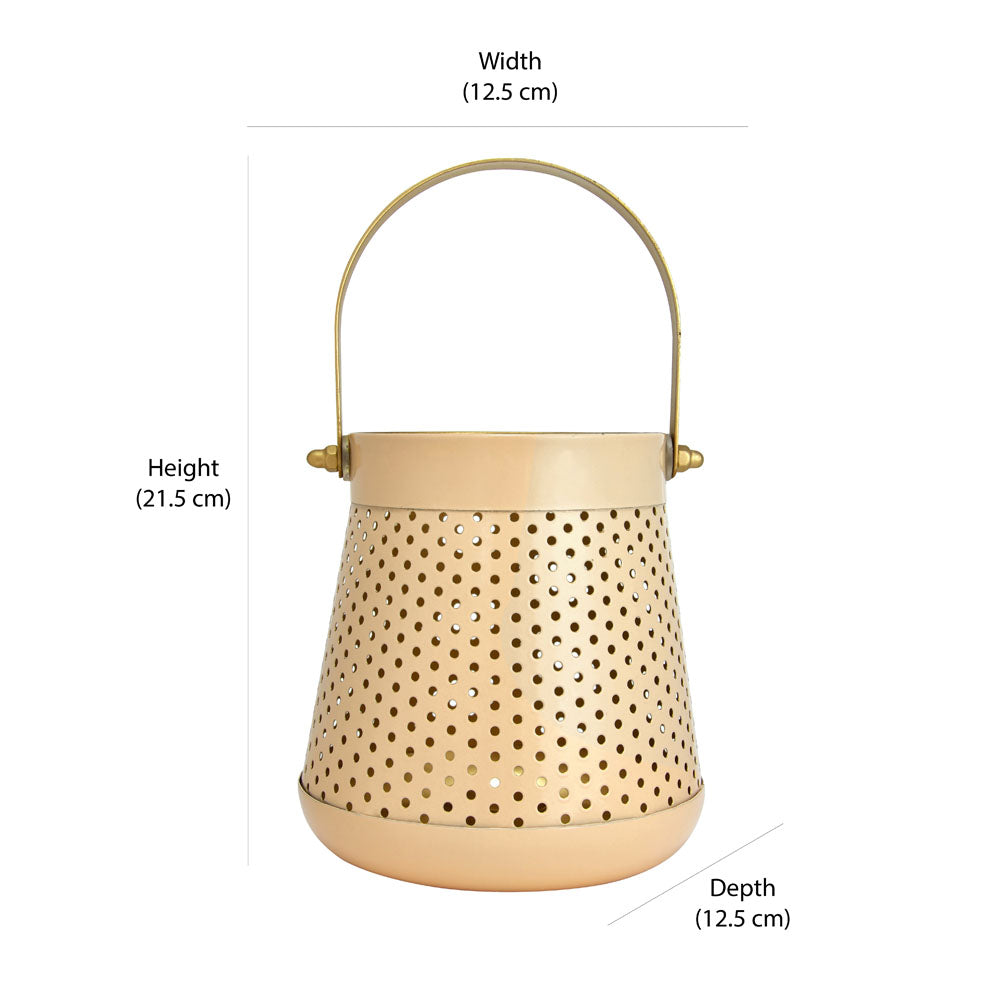 Decorative Modern Trapeze Metal Lantern- Peach