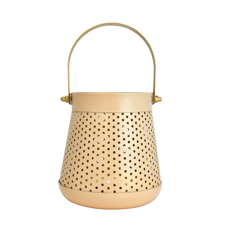 Decorative Modern Trapeze Metal Lantern- Peach