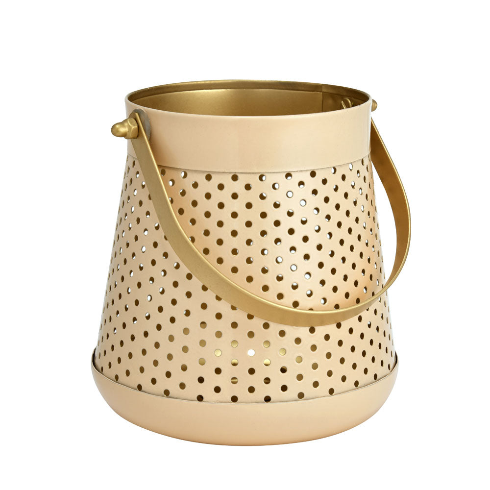 Decorative Modern Trapeze Metal Lantern- Peach