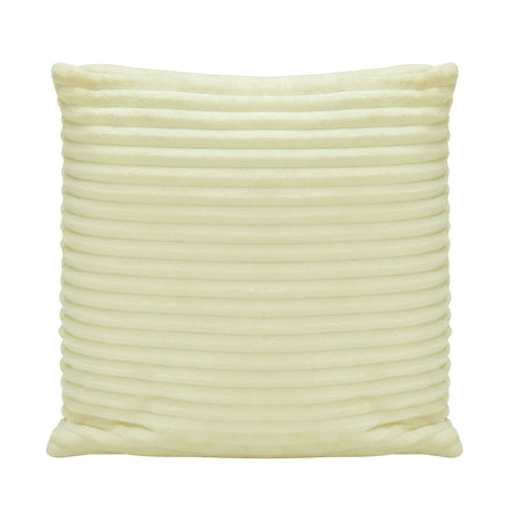 Fluted Flannel Polyester 16" x 16" Filled Cushion (Cream)