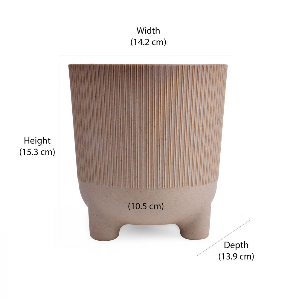 Fluted Design Polypropylene Mini Planter- Latte
