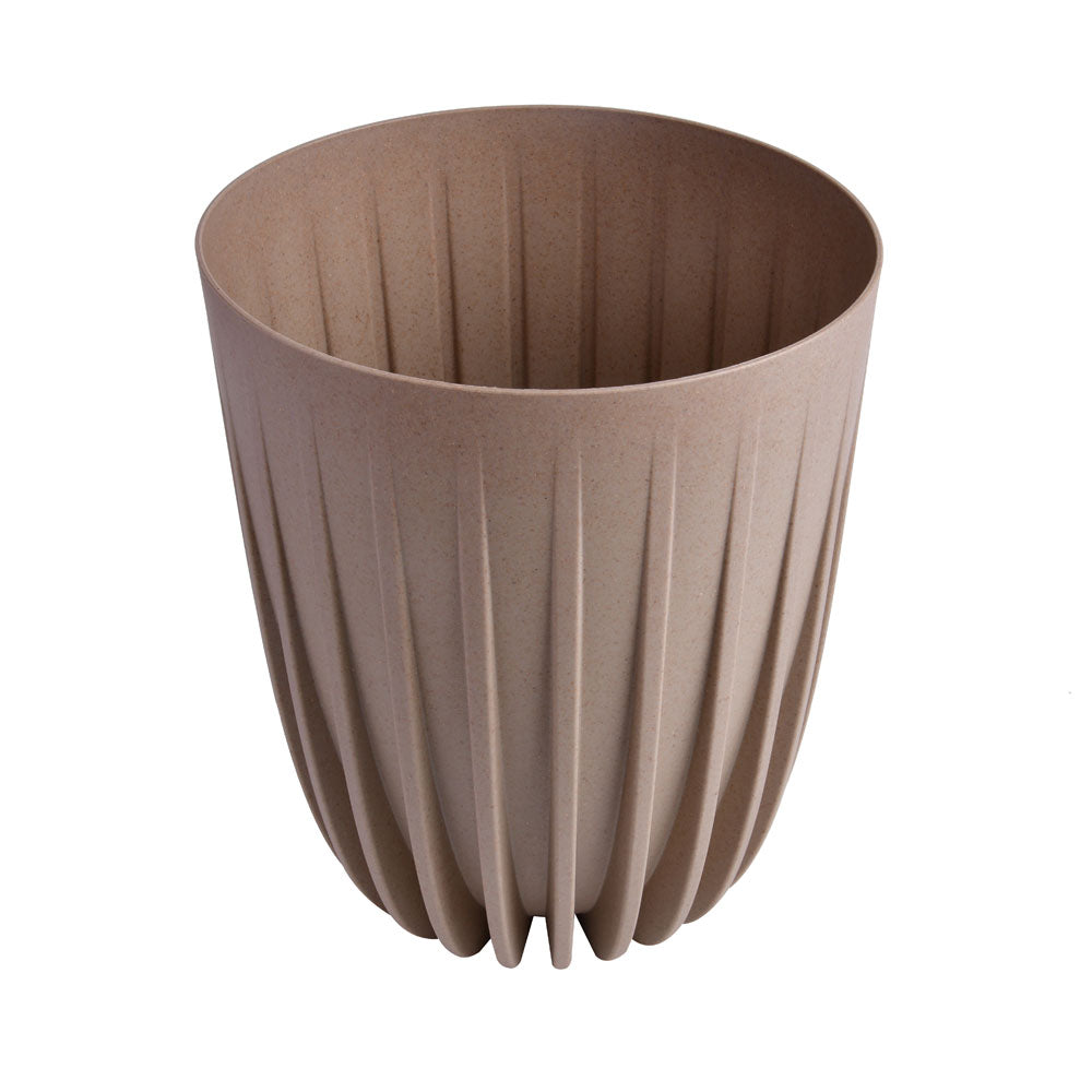 Semi Fluted Design Polypropylene Bucket Planter (Latte)