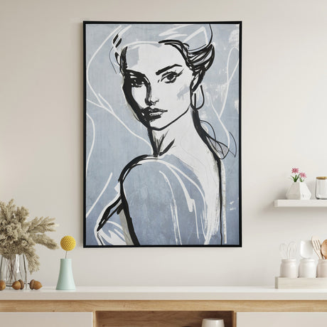 Nilkamal Lady Face Decorative Wall Painting Blue