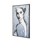 Lady Face Decorative Wall Painting (Blue)