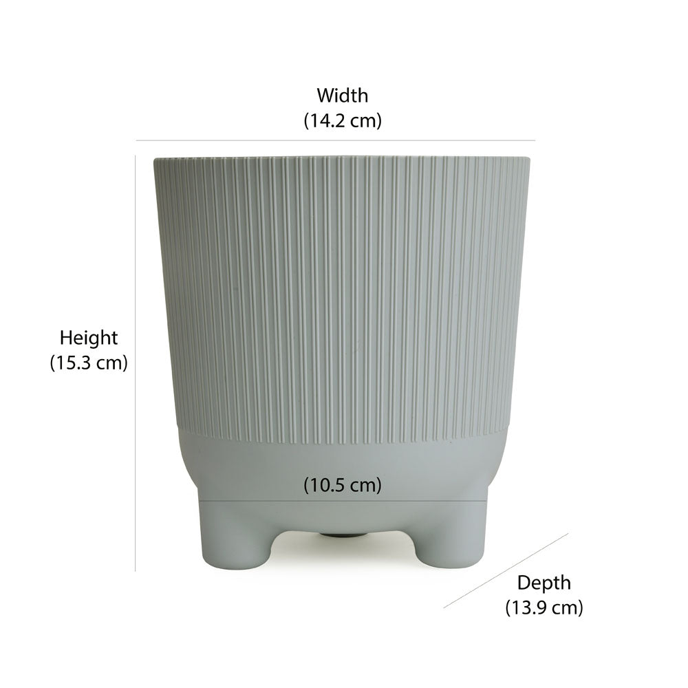 Fluted Design Polypropylene Mini Planter- Grey