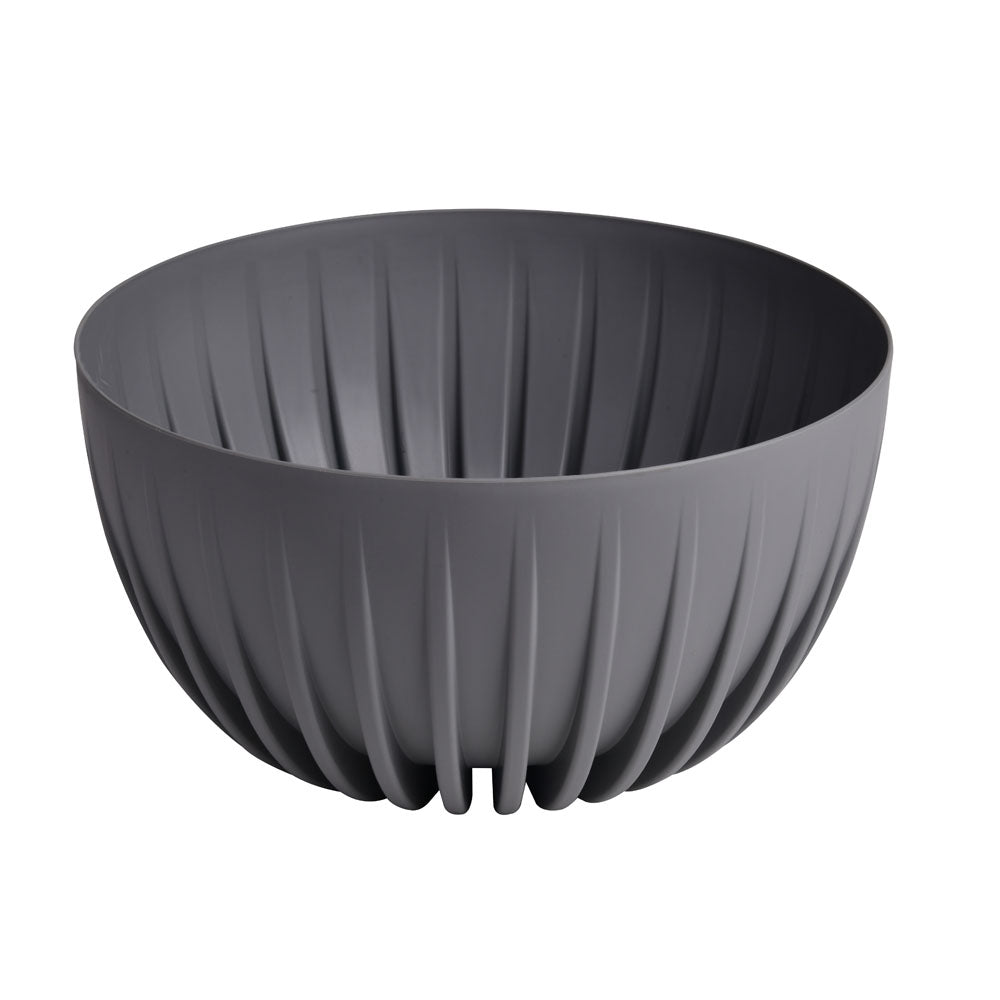 Semi Fluted Design Polypropylene Bowl Planter (Grey)