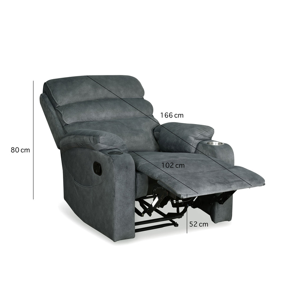 Ease Massage Chair with Manual Recliner and Wireless Charging- Blue