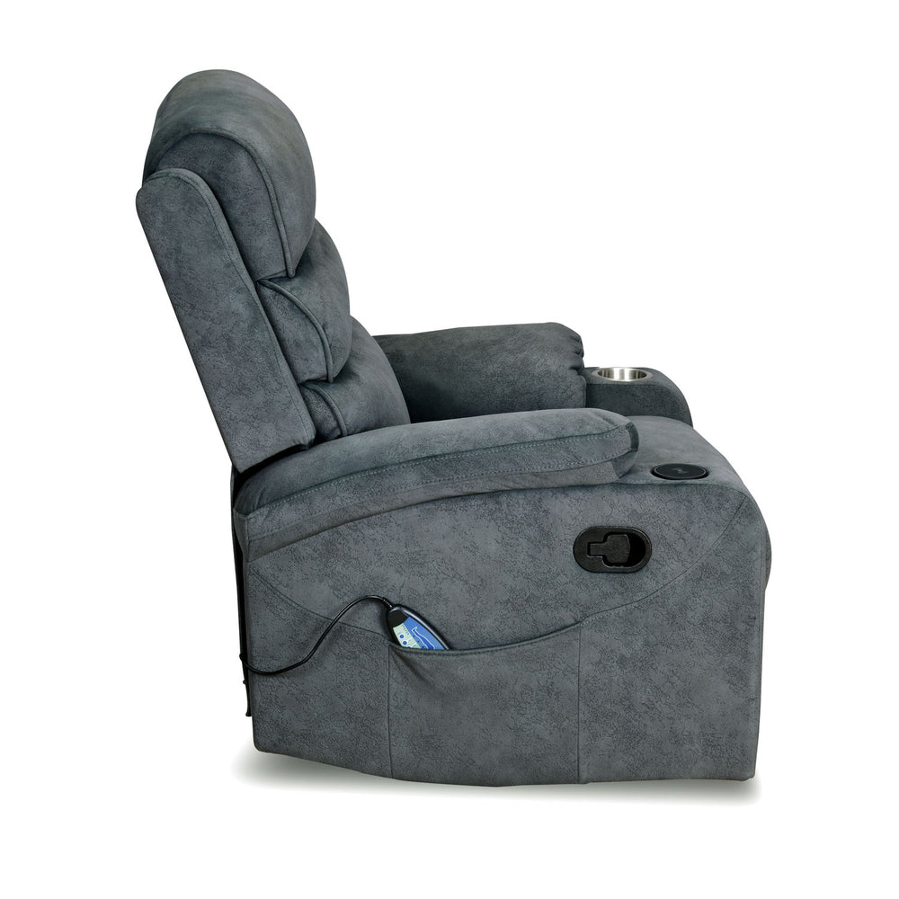 Ease Massage Chair with Manual Recliner and Wireless Charging- Blue