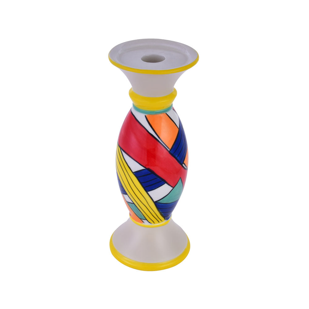 Decorative Hand Painted Ceramic Candle Holder (Small, Multicolor)