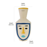 Decorative Girl Face Long Neck Ceramic Vase (Multicolor)
