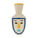 Decorative Girl Face Long Neck Ceramic Vase (Multicolor)