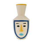 Decorative Girl Face Long Neck Ceramic Vase (Multicolor)