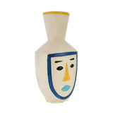 Decorative Girl Face Long Neck Ceramic Vase (Multicolor)