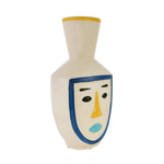 Decorative Girl Face Long Neck Ceramic Vase (Multicolor)