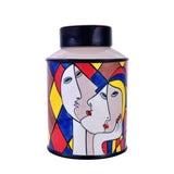 Decorative Hand Painted Ceramic Urn With Lid (Multicolor)