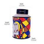 Decorative Hand Painted Ceramic Urn With Lid (Multicolor)
