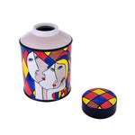 Decorative Hand Painted Ceramic Urn With Lid (Multicolor)