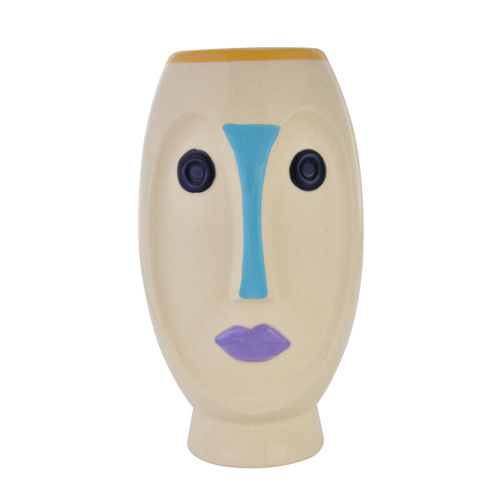 Decorative Girl Face Ceramic Candle Holder (Multicolor)
