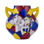 Decorative Dual Handle Hand Painted Ceramic Vase (Multicolor)