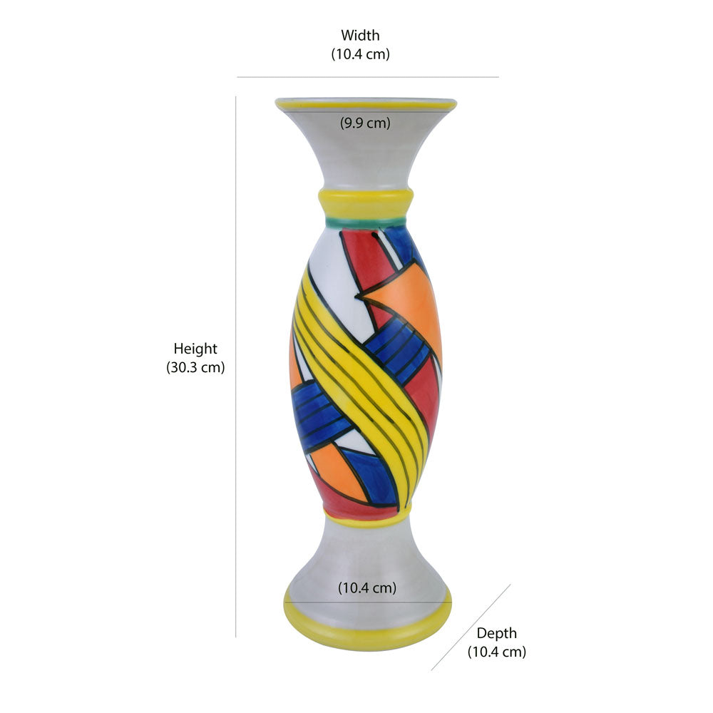 Decorative Hand Painted Ceramic Candle Holder (Large, Multicolor)