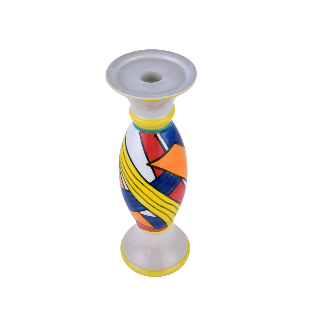 Decorative Hand Painted Ceramic Candle Holder (Large, Multicolor)