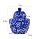 Decorative Hexagonal Porcelain Jar Vase with Lid (Blue & White)