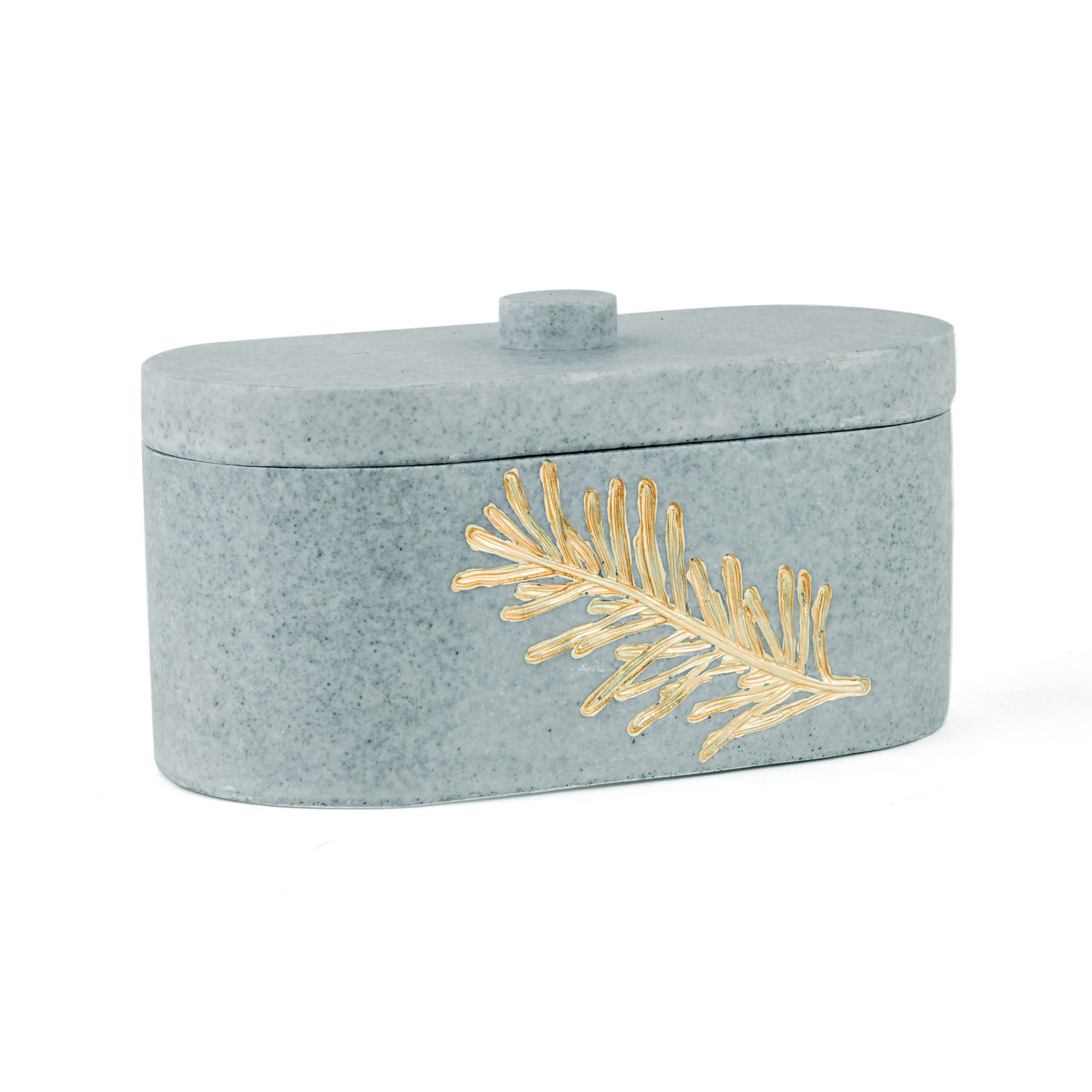 Leaf Design Polyresin Storage Box Organiser (Grey)