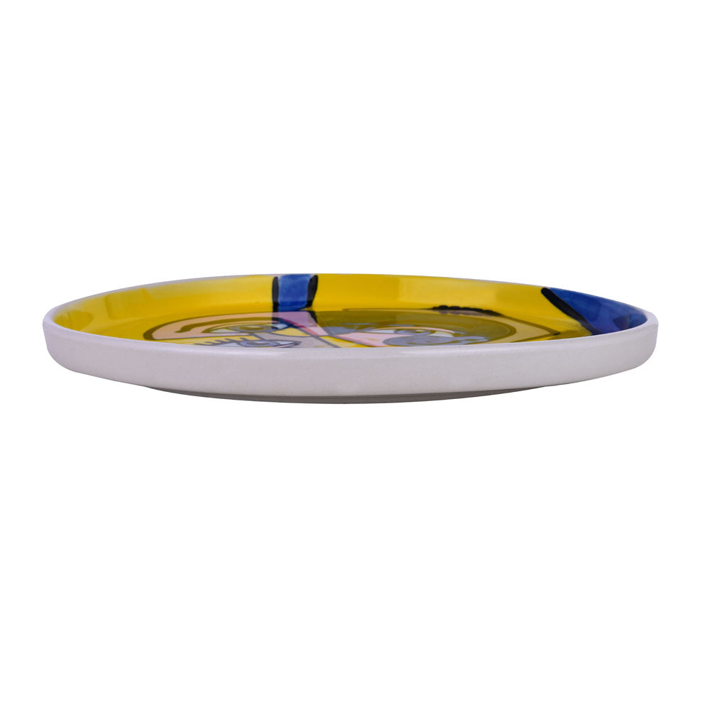Round Hand Painted Ceramic Platter (Multicolor)