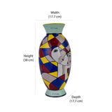 Decorative Oval Hand Painted Ceramic Vase (Multicolor)