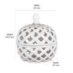 Decorative Rhombus Ceramic Lidded Jar Vase (White)