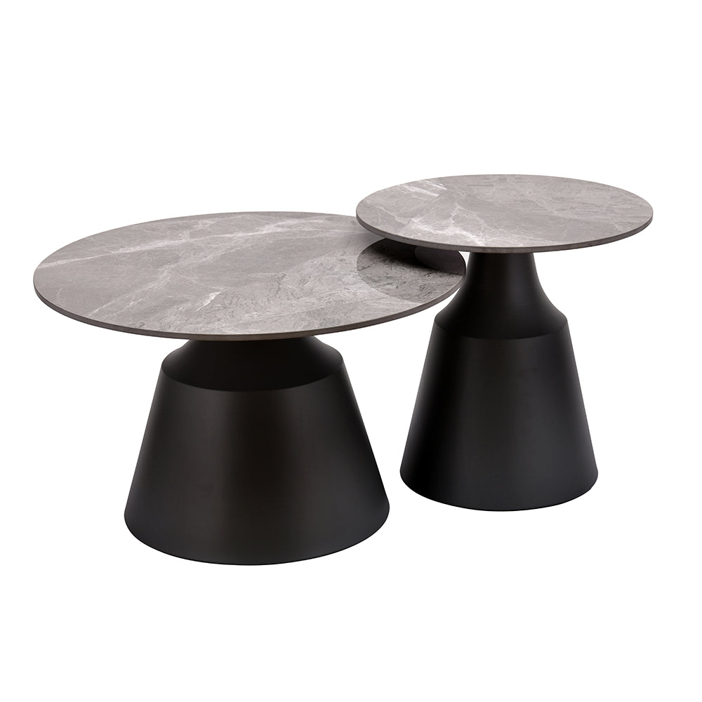 Estel Ceramic Top Center & Side Table Set (Grey)