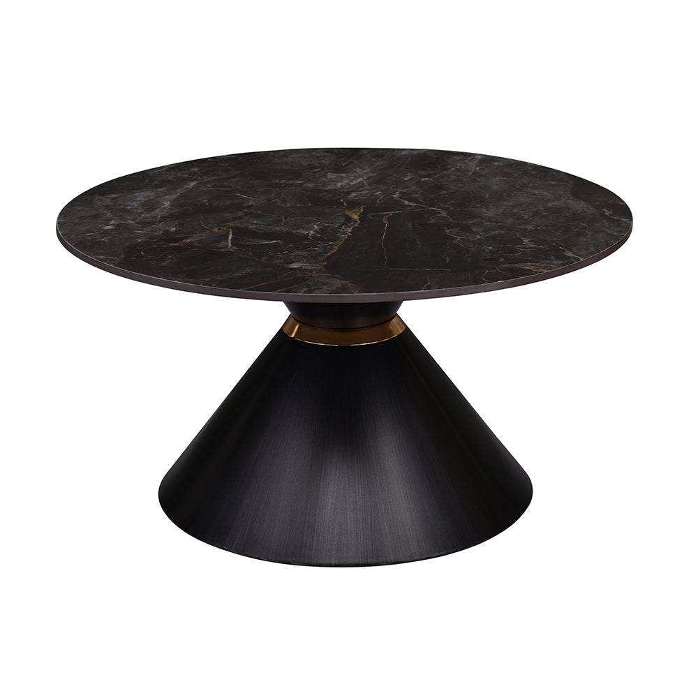 Gemma Ceramic Top Center & Side Table Set (Black)