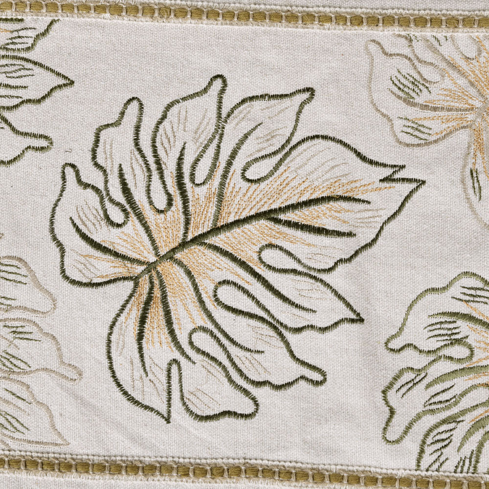 Decorative Leaf Design Cotton Table Runner (180 x 33 cm, Multicolor)
