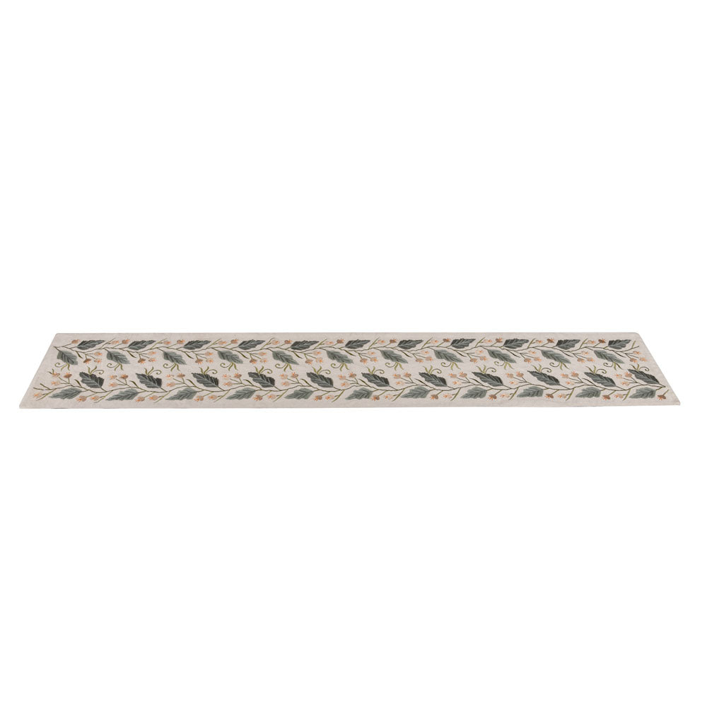 Decorative Leaf Design Cotton Table Runner (180 x 33 cm, Multicolor)
