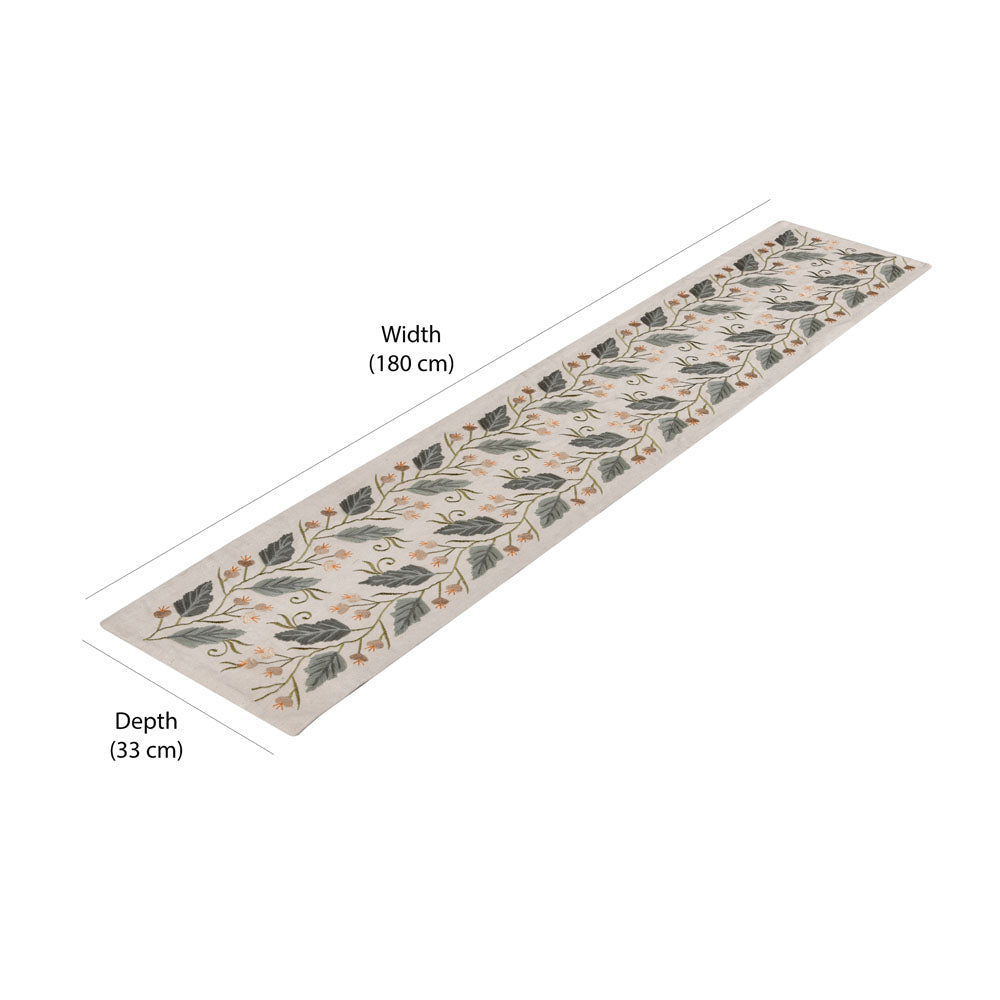 Decorative Leaf Design Cotton Table Runner (180 x 33 cm, Multicolor)