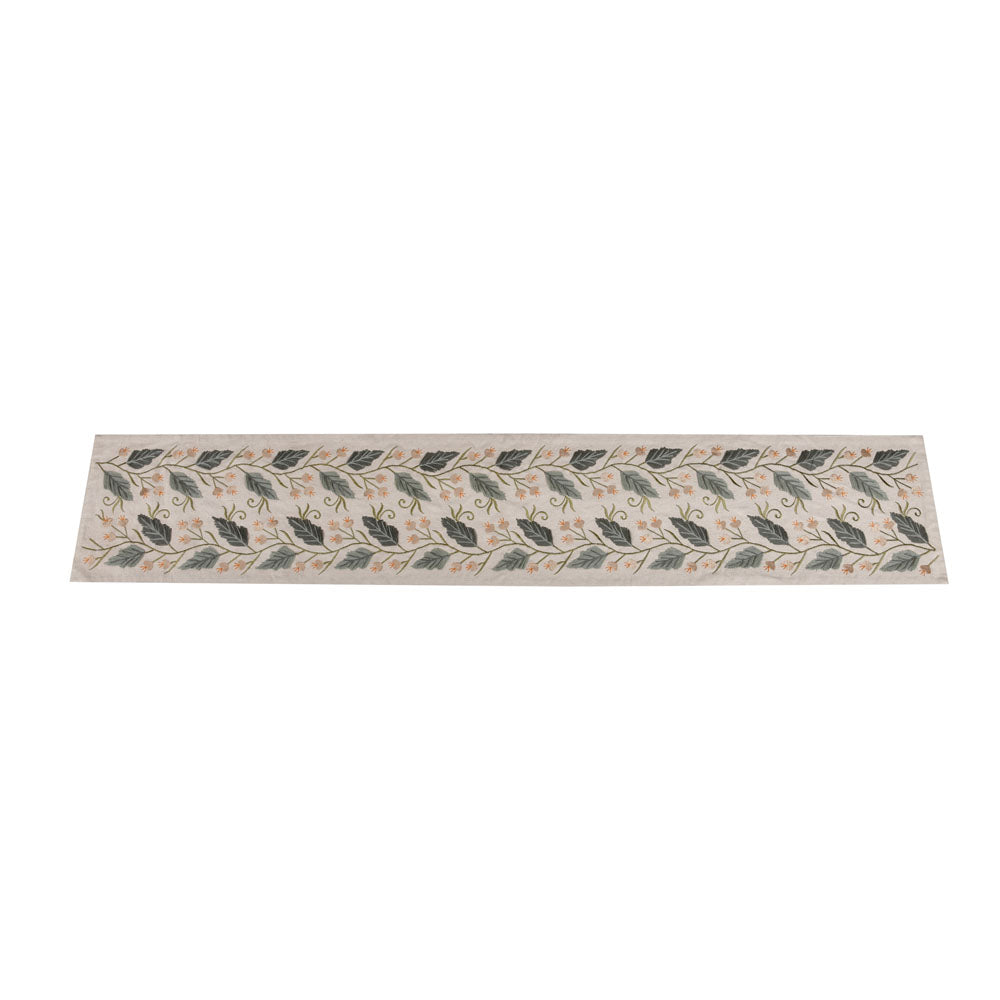 Decorative Leaf Design Cotton Table Runner (120 x 33 cm, Multicolor)