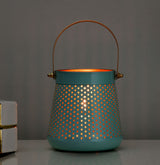 Decorative Modern Trapeze Metal Lantern- Green