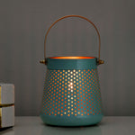 Decorative Modern Trapeze Metal Lantern- Green