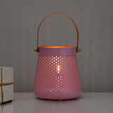 Decorative Modern Trapeze Metal Lantern- Pink