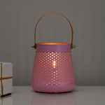 Decorative Modern Trapeze Metal Lantern- Pink