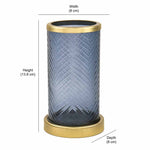 Transparent Glass Tumbler Toothbrush Holder (Blue & Gold)