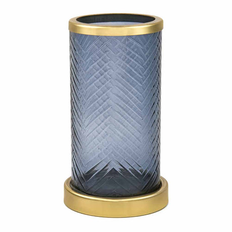 Transparent Glass Tumbler Toothbrush Holder (Blue & Gold)