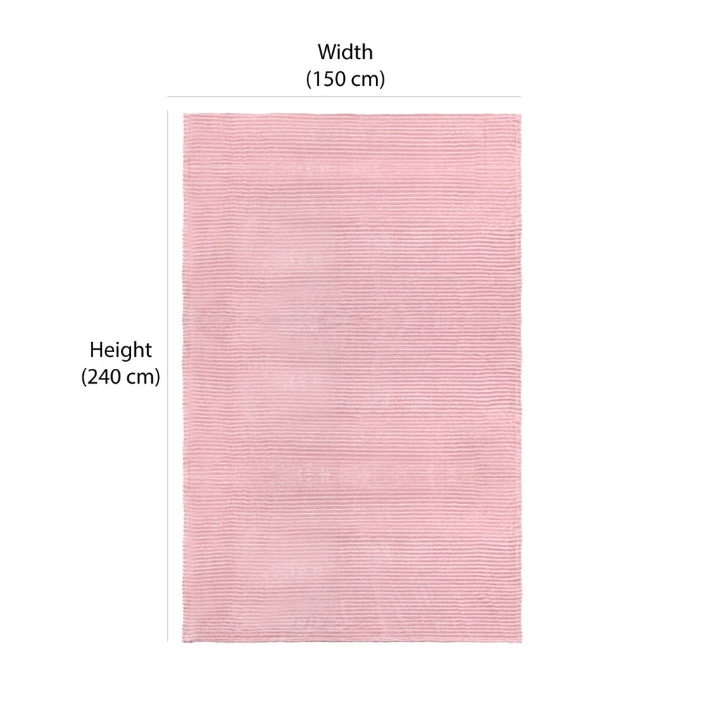 Fluted Flannel Polyester Single Blanket (Pink)