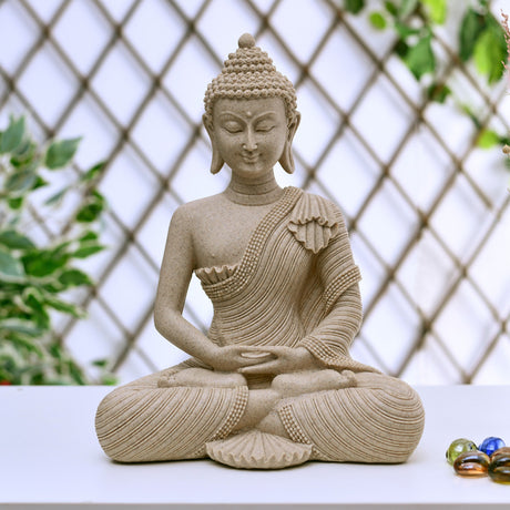 Nilkamal Meditating Buddha Polyresin Showpiece 31 5 Cm Sand