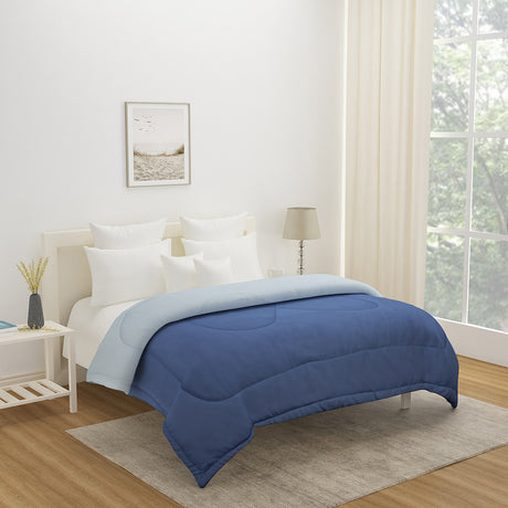 Nilkamal Polyester Reversible Double Bed Comforter Blue