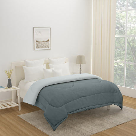 Nilkamal Polyester Reversible Double Bed Comforter Grey
