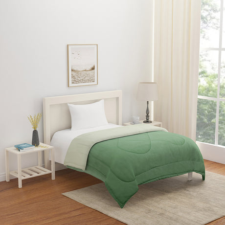 Nilkamal Polyester Reversible Single Bed Comforter Olive