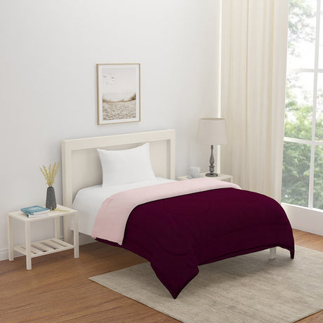 Nilkamal Polyester Reversible Single Bed Comforter Maroon