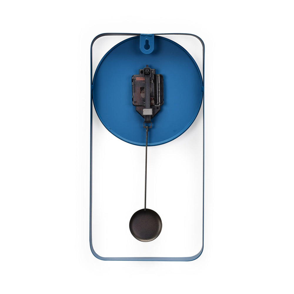 Rectangular Metal Pendulum Wall Clock (Navy Blue)
